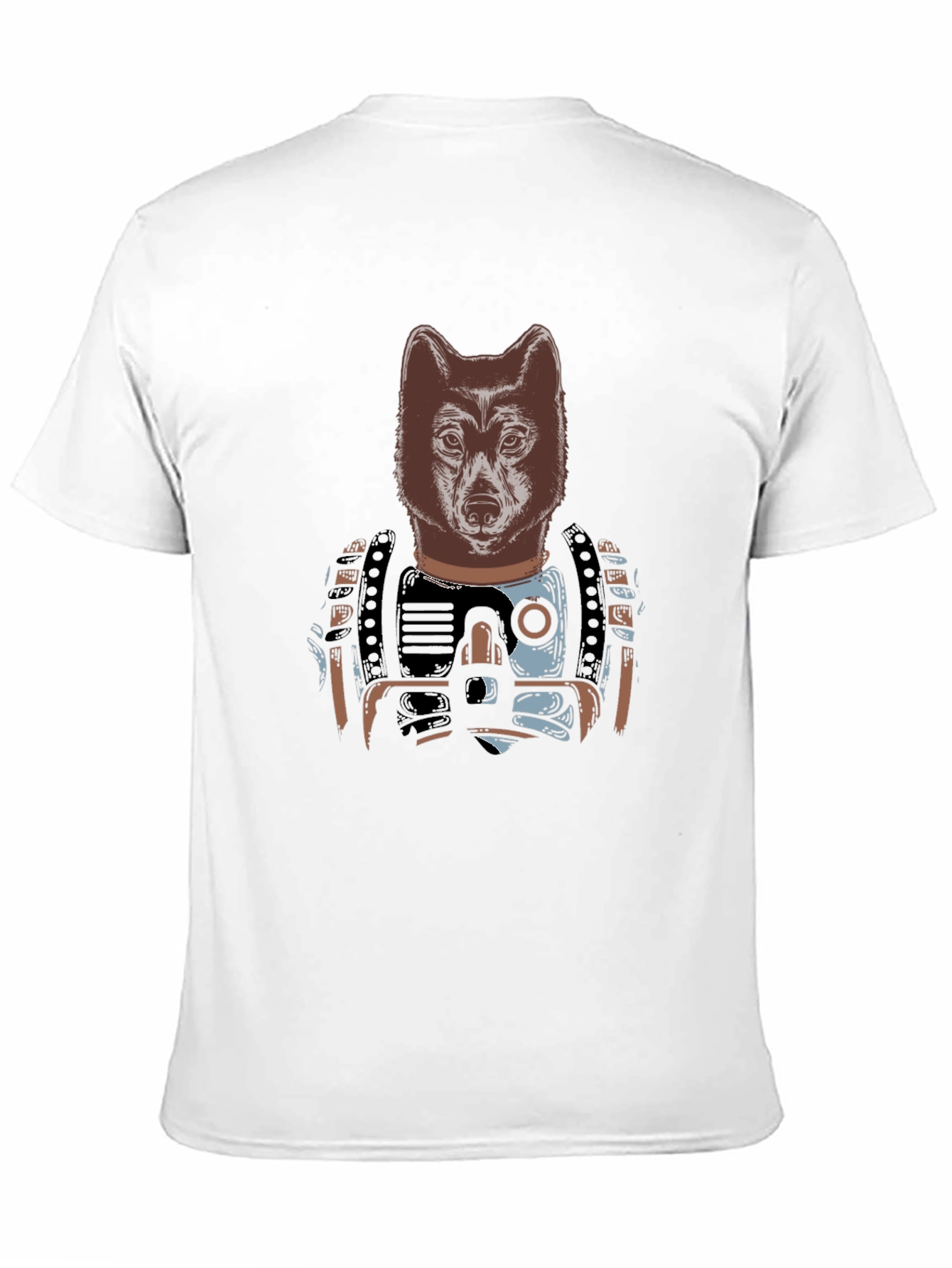 Camiseta Negra Hombre: Diseño Lobo Cibernético