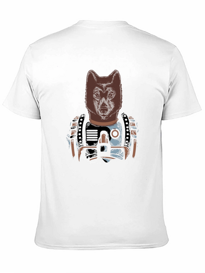 Camiseta Negra Hombre: Diseño Lobo Cibernético