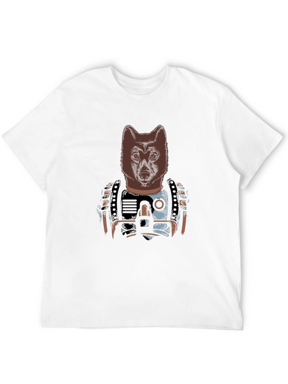 Camiseta Negra Hombre: Diseño Lobo Cibernético
