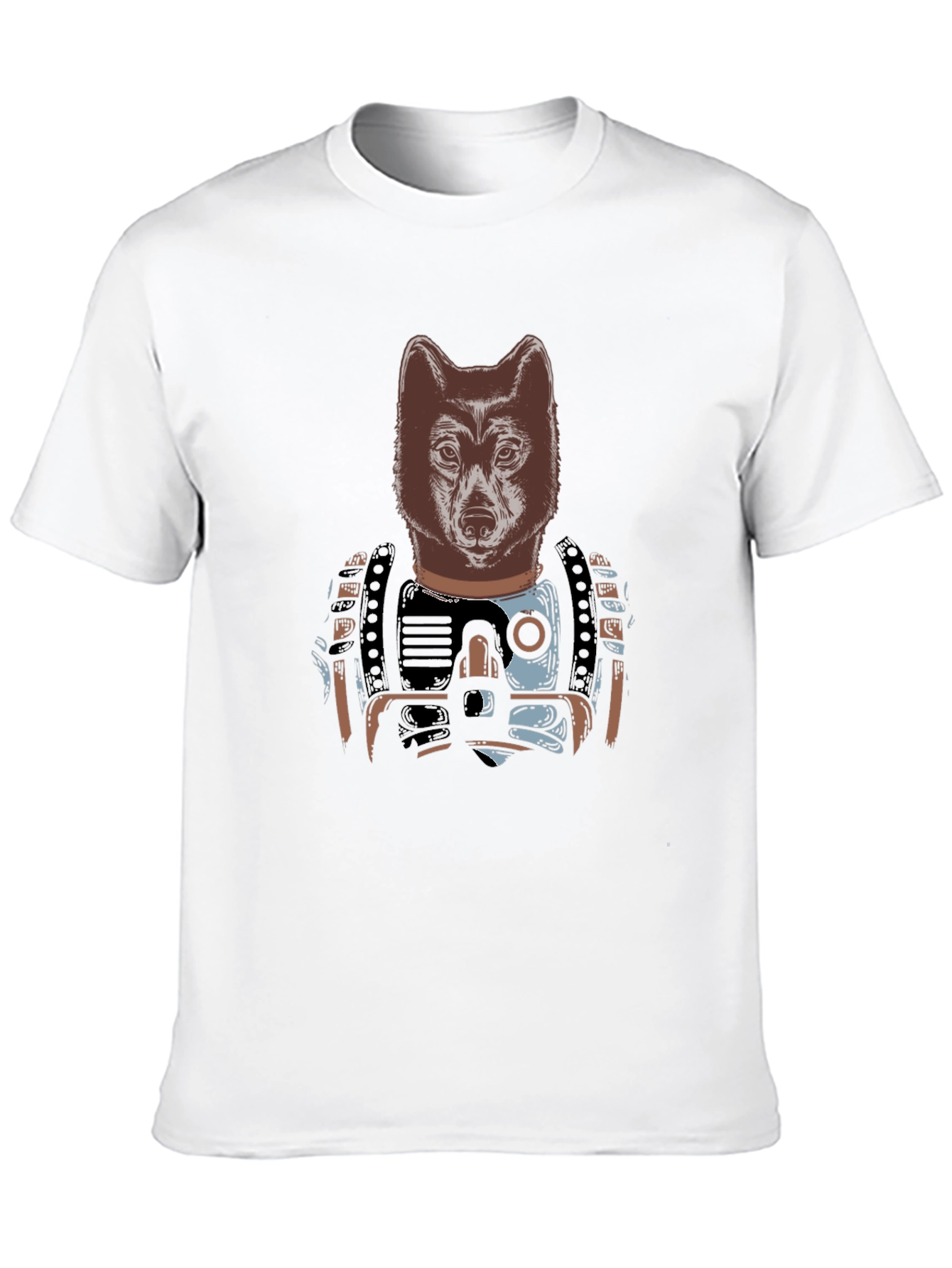 Camiseta Negra Hombre: Diseño Lobo Cibernético
