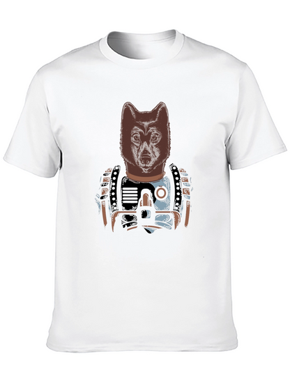 Camiseta Negra Hombre: Diseño Lobo Cibernético