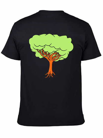 Camiseta Negra con Diseño de Árbol Animado