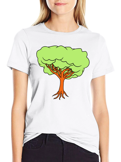 Camiseta Negra con Diseño de Árbol Animado