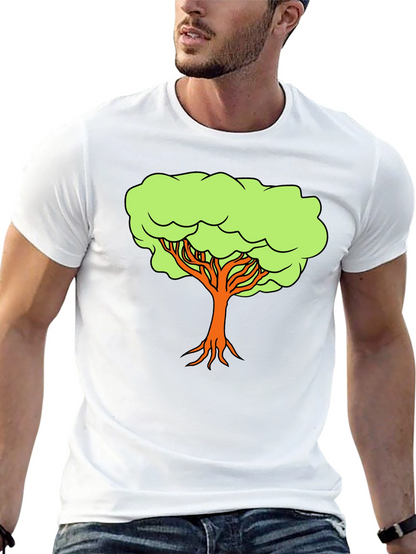 Camiseta Negra con Diseño de Árbol Animado