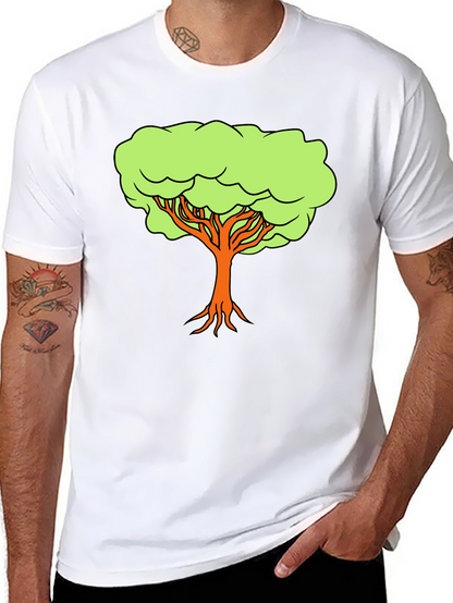 Camiseta Negra con Diseño de Árbol Animado