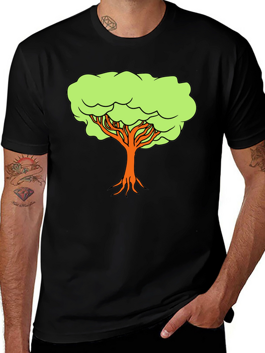 Camiseta Negra con Diseño de Árbol Animado