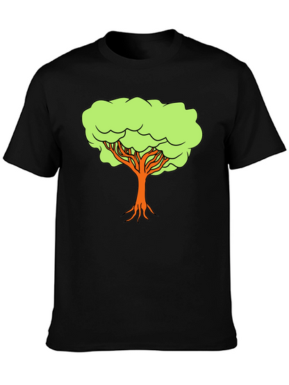 Camiseta Negra con Diseño de Árbol Animado