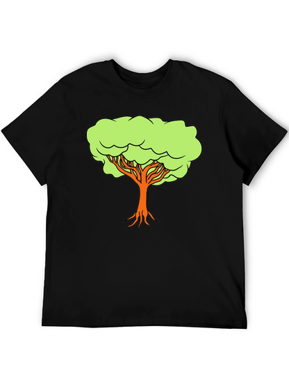 Camiseta Negra con Diseño de Árbol Animado