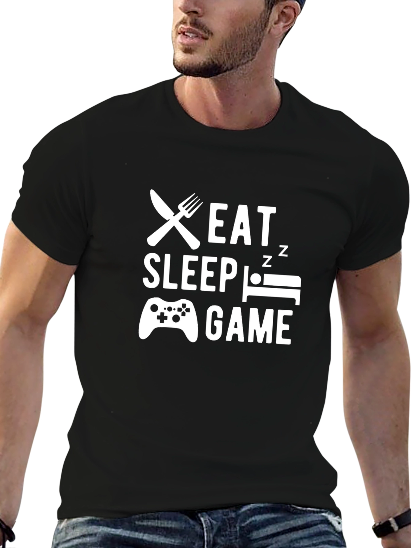 Camiseta Negra Gamer: Come Duerme Juega