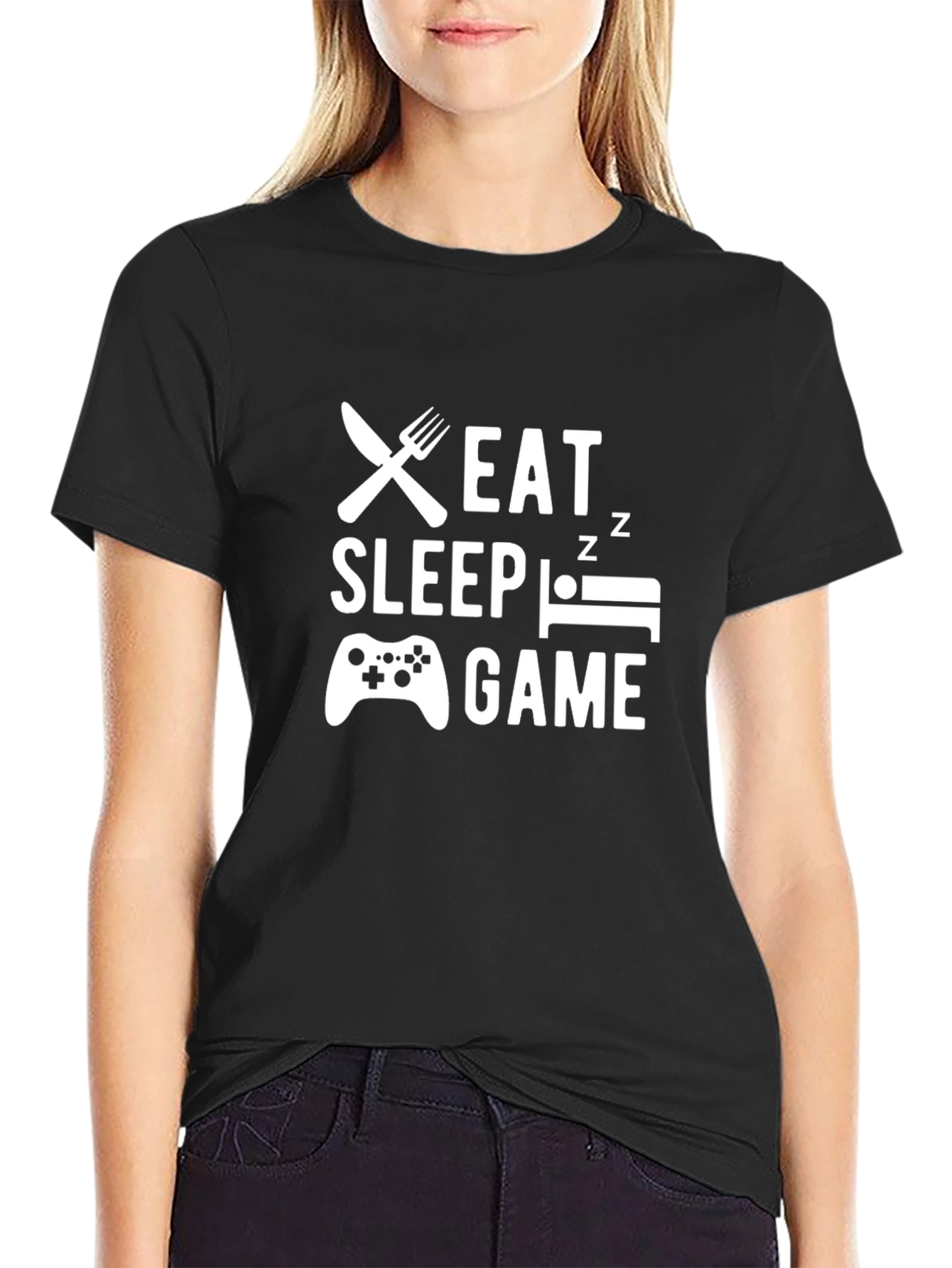 Camiseta Negra Gamer: Come Duerme Juega
