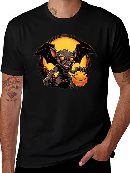 Camiseta Negra con Diseño de Murciélago Baloncestista