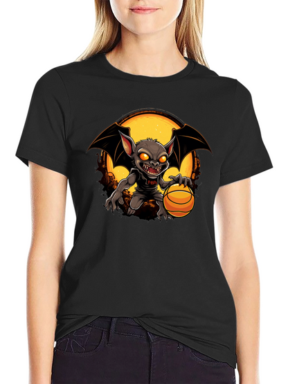 Camiseta Negra con Diseño de Murciélago Baloncestista