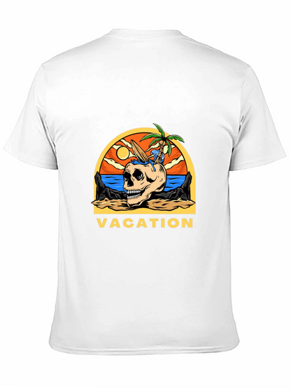 Camiseta Negra Vacaciones Calavera Playa