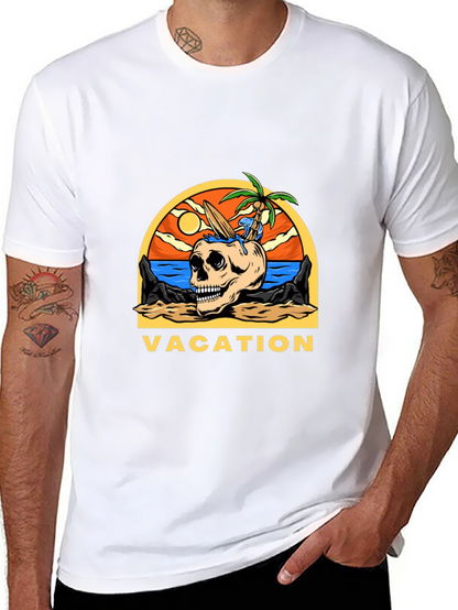 Camiseta Negra Vacaciones Calavera Playa