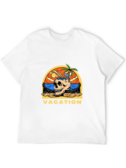 Camiseta Negra Vacaciones Calavera Playa