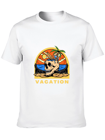 Camiseta Negra Vacaciones Calavera Playa