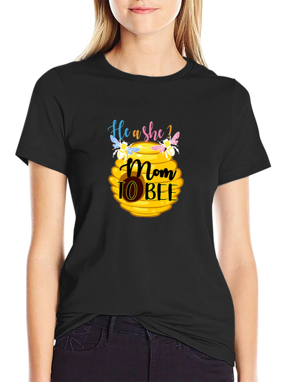 Camiseta Negra Mom to Bee para Futura Mamá
