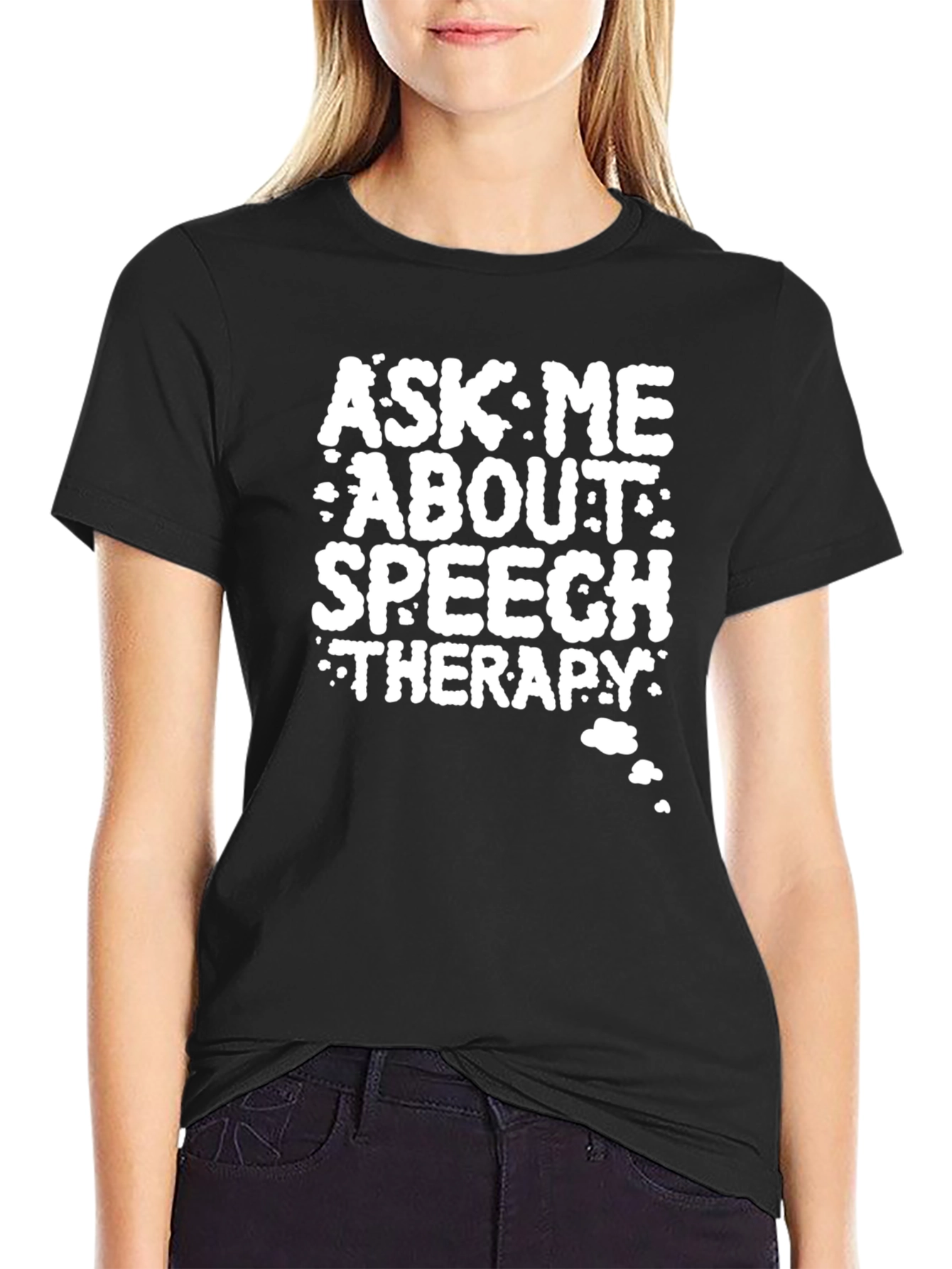 Camiseta Negra: Pregúntame sobre Terapia del Habla