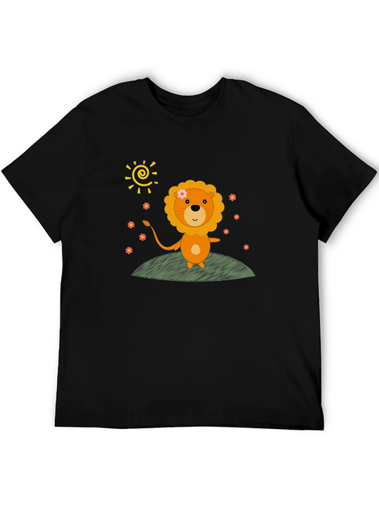 Camiseta Negra con Diseño de León Alegre