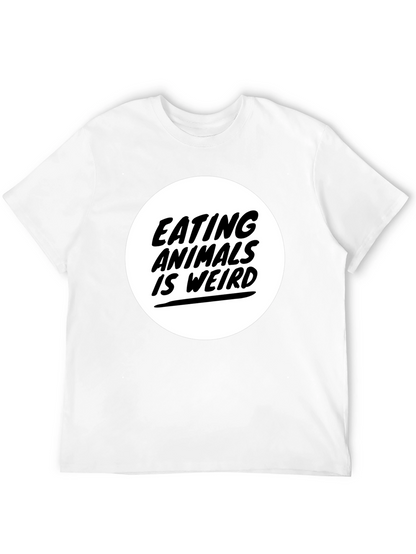 Camiseta Negra con Diseño Comer Animales es Raro