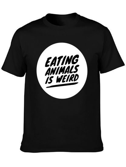 Camiseta Negra con Diseño Comer Animales es Raro
