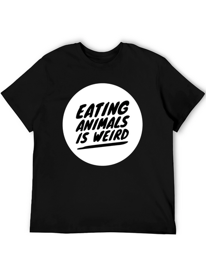 Camiseta Negra con Diseño Comer Animales es Raro