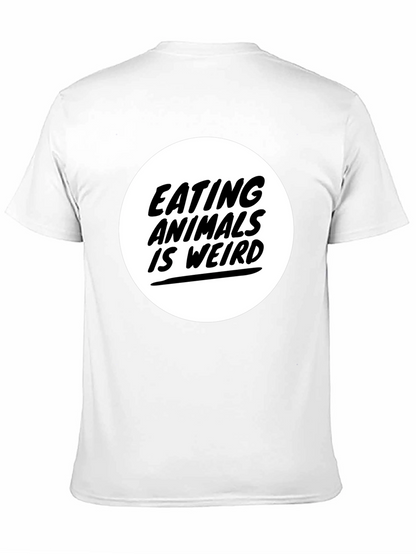 Camiseta Negra con Diseño Comer Animales es Raro