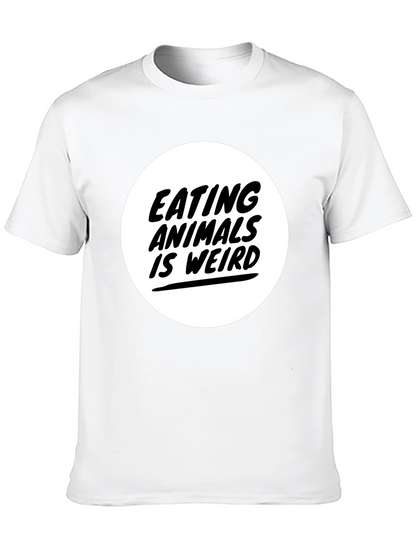 Camiseta Negra con Diseño Comer Animales es Raro