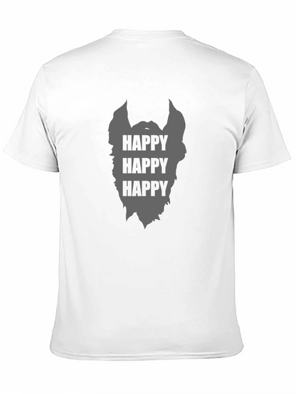 Camiseta Negra Hombre Barba Feliz Casual