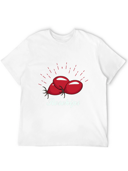 Camiseta Negra Rosehips Diseño Frutas