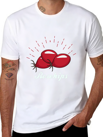 Camiseta Negra Rosehips Diseño Frutas