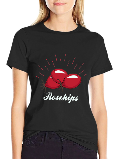 Camiseta Negra Rosehips Diseño Frutas
