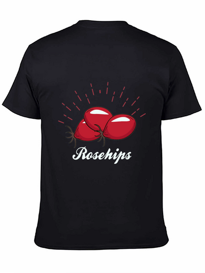 Camiseta Negra Rosehips Diseño Frutas