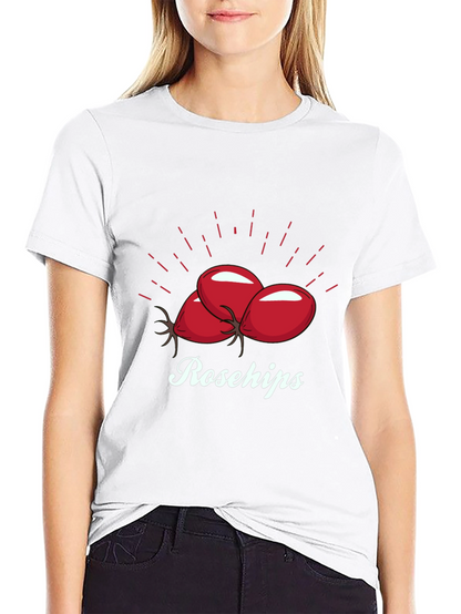 Camiseta Negra Rosehips Diseño Frutas