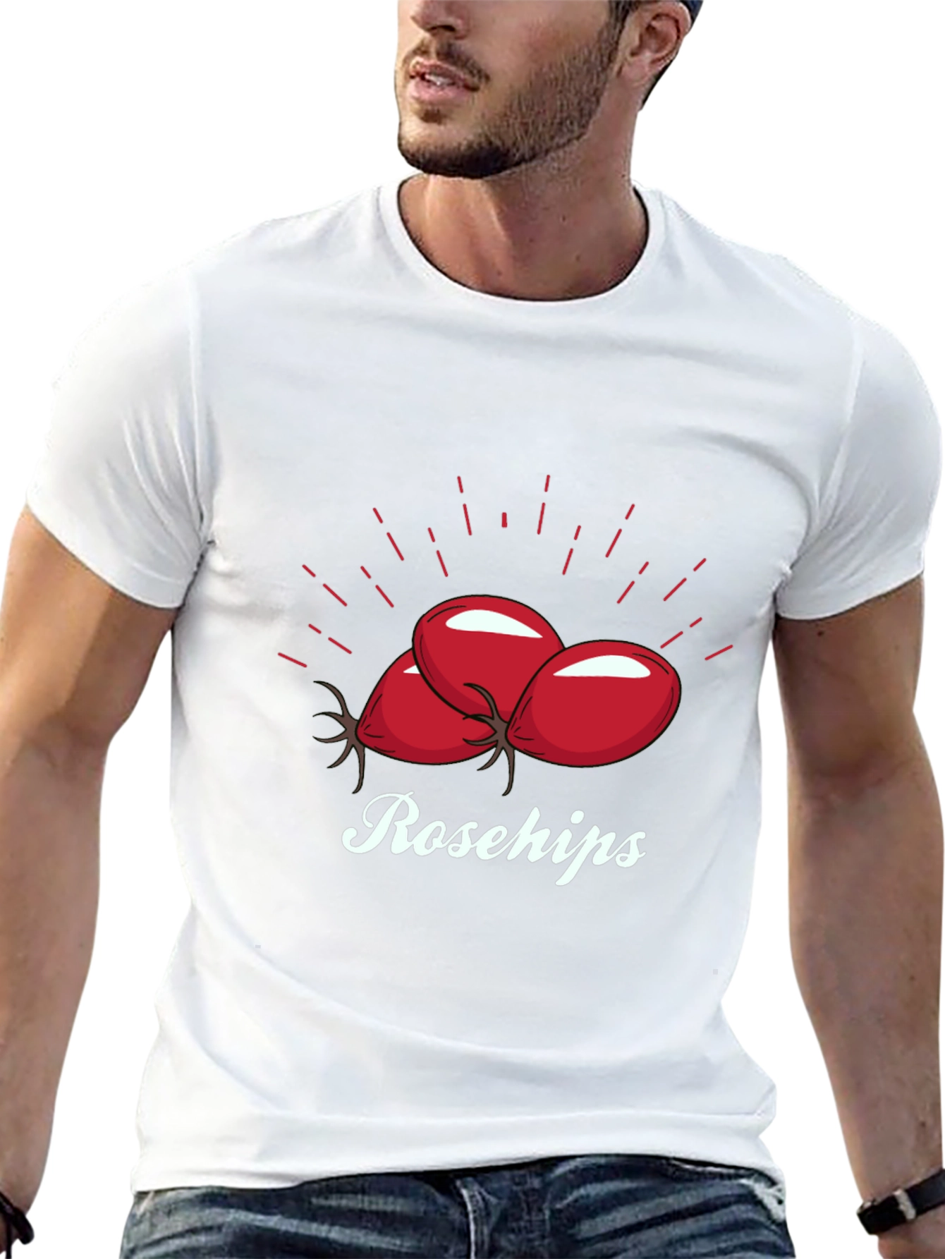 Camiseta Negra Rosehips Diseño Frutas