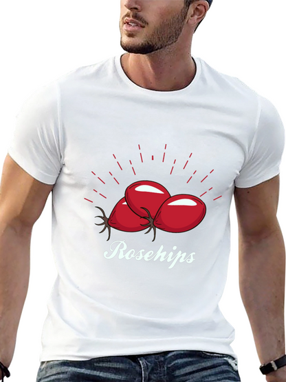 Camiseta Negra Rosehips Diseño Frutas