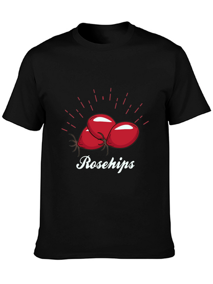 Camiseta Negra Rosehips Diseño Frutas