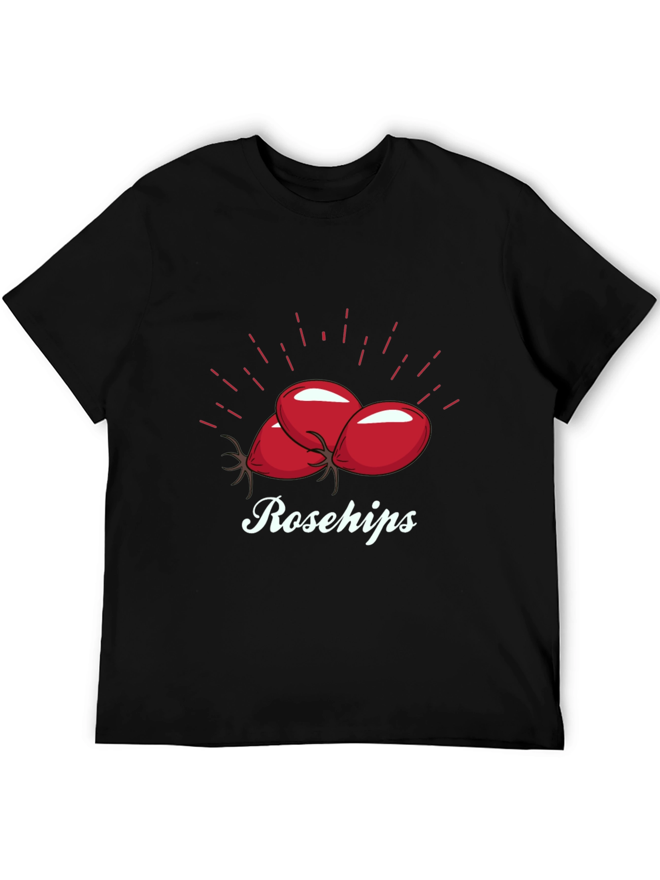Camiseta Negra Rosehips Diseño Frutas