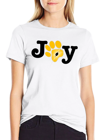 Camiseta Negra JOY con Huella de Pata Dorada