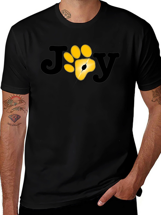 Camiseta Negra JOY con Huella de Pata Dorada