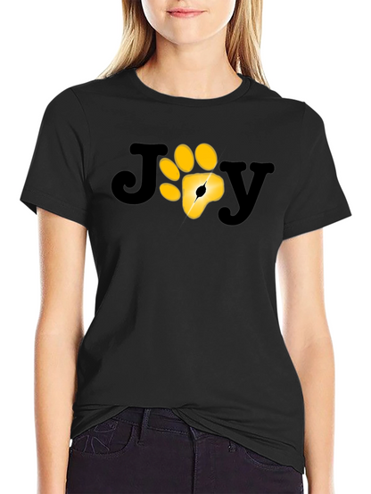 Camiseta Negra JOY con Huella de Pata Dorada