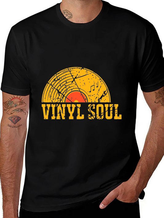 Camiseta Negra con Diseño de Vinilo Soul