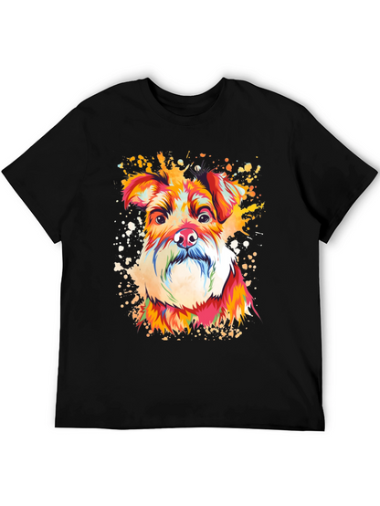Camiseta Negra con Diseño de Perro Schnauzer Artístico