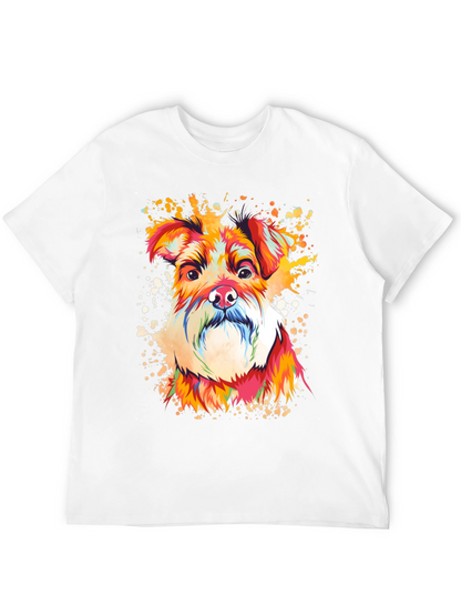 Camiseta Negra con Diseño de Perro Schnauzer Artístico