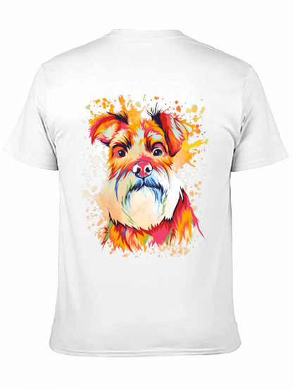 Camiseta Negra con Diseño de Perro Schnauzer Artístico