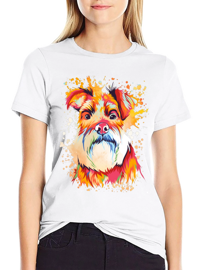 Camiseta Negra con Diseño de Perro Schnauzer Artístico