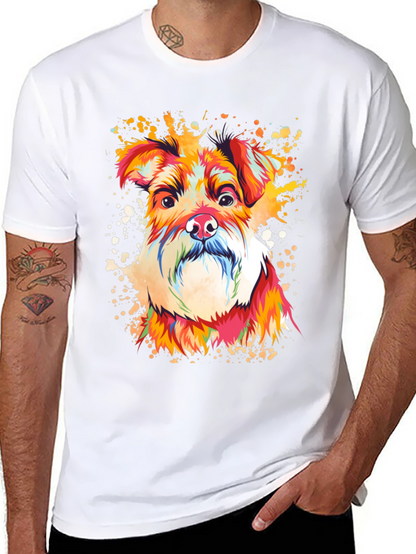 Camiseta Negra con Diseño de Perro Schnauzer Artístico
