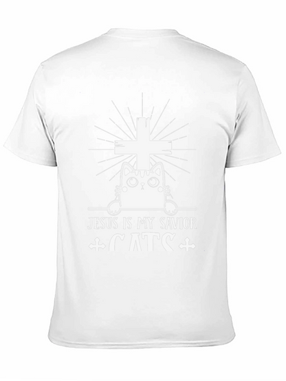 Camiseta Negra Jesús es mi Salvador Gatos