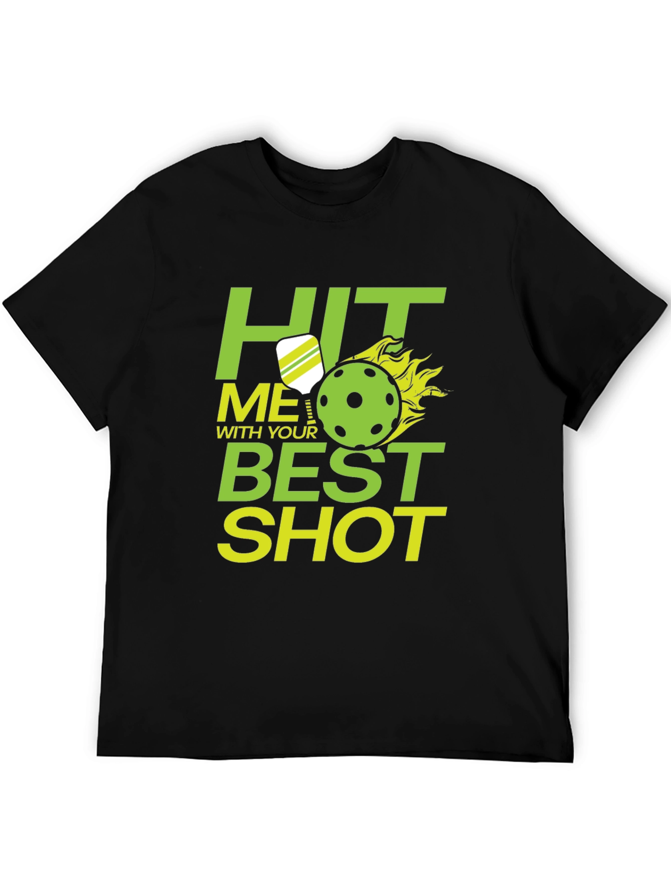 Camiseta Negra Pickleball: Hit Me With Your Best Shot