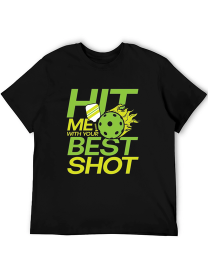 Camiseta Negra Pickleball: Hit Me With Your Best Shot